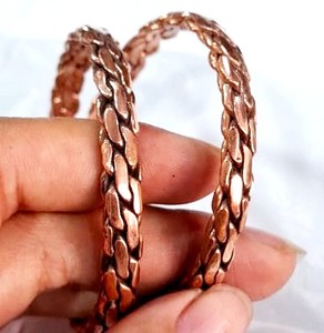 Twisted <b>Copper</b> <b>Bangles</b> Fashionable Bracelets with Pear Charm Jewelry - Product Image 2