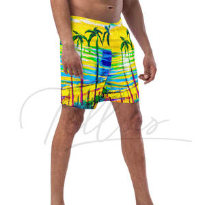 กางเกงขาสั้นชายลายทาง กันน้ำ แห้งเร็ว ระบายอากาศได้ดี เหมาะสำหรับเล่นน้ำชายหาด เล่นเซิร์ฟ น้ำหนักเบา ใส่สบายในฤดูร้อน มีเชือกผูกเอว มีโลโก้ ไซส์ใหญ่ - Product Image 4