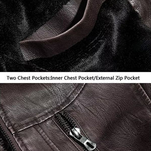 <b>Men</b> Premium Leather <b>Jacket</b> Classic Full Zip Casual Soft Comfortable Durable Regular Fit Winter Quick Dry Breathable Everyday - Product Image 2