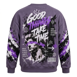 Sweat-shirt à col rond pour homme, violet, imprimé graffiti, streetwear, pull décontracté, style automne, sweat-shirt pour homme de qualité supérieure - Product Image 2
