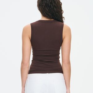 Top Deportivo Básico Elástico para Mujer, 100% Algodón Jersey, Cuello Redondo, Sin Mangas, Corto, Transpirable - Product Image 2