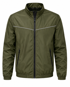 Veste coupe-vent pour homme, bleu marine, col rond, coupe-vent, séchage rapide, respirante, fermeture éclair, décontractée, sportive, saison hivernale, polyester - Product Image 4