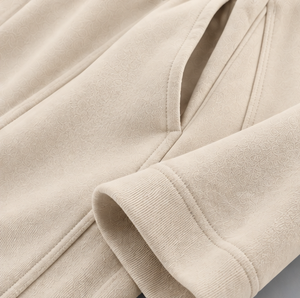 Pantalon de survêtement en molleton pour homme, coupe large, couleur crème, taille élastique avec cordon de serrage, décontracté, hiver - Product Image 6