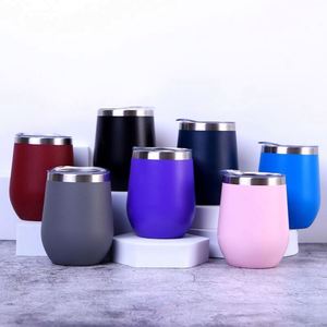 Gobelet à vin sans pied en acier inoxydable isolé, forme œuf, 12 oz, avec couvercle sans BPA, revêtement poudré, logo personnalisé, écologique - Product Image 1