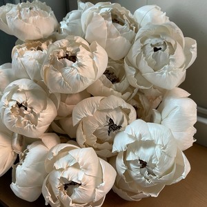 VADEE SOLA WOOD FLOWER Bouquet de pivoines artificielles en bois de Sola blanc, artisanat durable fait main, décorations pour mariage et maison - Product Image 1