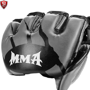 Gants d'entraînement unisexes SUMROOS INDUSTRY à demi-doigts en PU, impression numérique, fermeture auto-agrippante réglable pour MMA, boxe, arts martiaux - Product Image 4