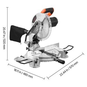 Sega a troncare composta con lama a taglio singolo da 10 pollici, motore da 15 Amp, 60 denti, con cavo, regolazione angolare di precisione da 0-45 gradi, allineamento LED, seghe elettriche - Product Image 6