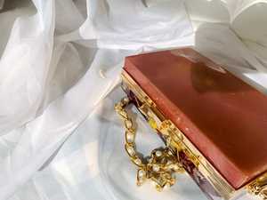 Pressed Flower Clutch <b>Purse</b>- Real Pressed <b>Red</b> Roses and Floral Accented Resin Square Botanical Resin Party Clutch - Product Image 4