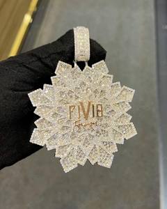 Colgante de Copo de Nieve Helado con Letra Personalizada, Amuleto de Copo de Nieve con Moissanita de Corte Brillante, Chapado en Oro de 18K, Joyería de Lujo Hip Hop para Hombre Dvars - Product Image 2