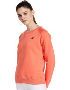 Women's Coral Crewneck <b>Sweatshirt</b> 100% Cotton Embroidered <b>Heart</b> Logo Regular Fit Autumn Casual Wear - Product Image 3