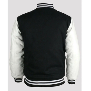 Wholesale Men Varsity Letterman <b>Jacket</b> Classic Wool Fleece Body <b>Leather</b> Sleeves College Team Sports Bomber Unisex Outerwe - Product Image 3