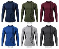 Rashguard Sport Homme Manches Longues Col Rond Coupe Slim Écologique Anti-UV Séchage Rapide Imprimé Numérique Noir Rouge Gris Polyester Spandex