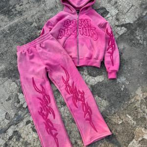 Luxury Oversized Half <b>Zip</b> Tracksuit Set Premium Cotton Streetwear OEM ODM Manufacturer - Product Image 4