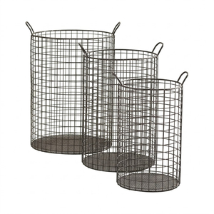 Modern Black Metal Rolling <b>Laundry</b> Basket Wheels And Ring Handles Heavy Duty Clothes <b>Storage</b> For Home & Hotel Organizer - Product Image 4