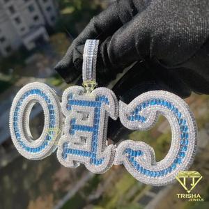 Custom "CEO" Letter Pendant Moissanite Diamond <b>Iced</b> <b>Out</b> Hip Hop Necklace Blue Stone Bling <b>Chain</b> Jewelry Gift - Product Image 5