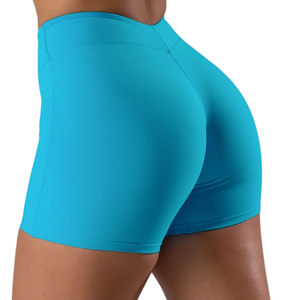 Shorts de yoga et de sport pour femmes, taille haute, moulants, décontractés, respirants, séchage rapide, effet froncé, extensibles, vêtements de sport, logo personnalisé OEM ODM - Product Image 3