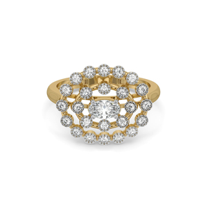 Women's Yellow Gold Oval <b>Diamond</b> Cluster <b>Ring</b> Flower Design Luxury Engagement <b>Ring</b> - Product Image 1