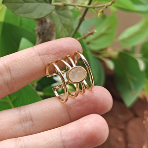 Anillo de Piedras Semipreciosas Chapado en Oro de 18k, Labradorita Natural sin Cortar, Cuarzo Rosa, Amatista, Anillo Ajustable Unisex - Product Image 4