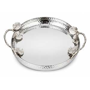 Bandeja Rectangular de Lujo Plateada con Asas Ornamentadas, Plato Decorativo Metálico para Café y Decoración de Bodas al por Mayor - Product Image 3