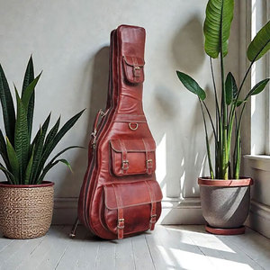 Bolsas de Guitarra de Cuero de la Mejor Calidad, Bolsas de Guitarra de Cuero de Alta Calidad al por Mayor, Bolsas de Guitarra de Cuero Impermeables de Color Sólido - Product Image 1