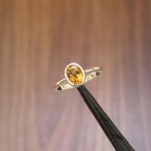 Bezel <b>Set</b> Yellow Citrine <b>Ring</b> S925 Sterling Silver 14K <b>Gold</b> Plated Handmade Gemstone <b>Ring</b> Elegant Jewelry - Product Image 2