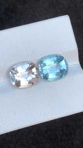 Aigue-marine naturelle et morganite, paire inversée de pierres précieuses ovales taillées, pour la création de bijoux fins, pierre précieuse de béryl pastel - Product Image 3