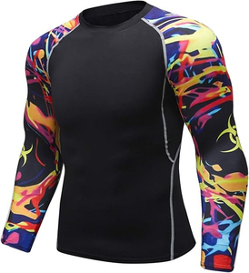 Men's Rash Guard Long Sleeves UPF 50+ UV Sun Protection Quick Drying Splice Compression <b>Swim</b> Shirts Athletic Performance Wear - Product Image 2
