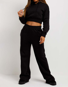 Women's <b>Black</b> High Waist Loose Fit Sweatpants With Side Pockets Elastic Waist Full Length Solid Color Autumn Casual Joggers - Product Image 5