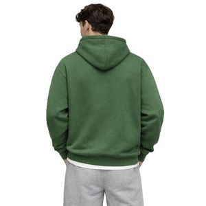 Sudadera con capucha de alta calidad para hombre, con cremallera, de algodón y forro polar, estilo oversize, color verde minimalista, personalizable, suministro de fábrica. - Product Image 4