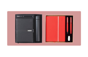 Ensemble cadeau d'affaires en cuir PU de qualité supérieure, agenda, porte-clés, porte-cartes - Boîte cadeau avec logo personnalisé - Cadeau pour la fête des pères, fête des mères - Product Image 2