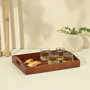 Plateau de service rectangulaire en bois de noyer noir personnalisé avec compartiments, organisateur de bureau, plateau de rangement, porte-objets, plateau pour hôtel et restaurant - Product Image 6
