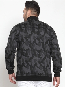 Sweat-shirt à col zippé camouflage pour homme, coupe classique, logo imprimé, tricoté, décontracté, pour l'automne - Product Image 5