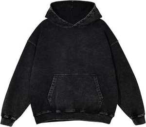 เสื้อฮู้ดดี้ผ้าฝ้ายฟอกทรงโอเวอร์ไซส์สำหรับผู้ชาย สีพื้น ผ้าเฟรนช์เทอร์รี่ ทรงปกติ สวมใส่สบายๆ ในฤดูใบไม้ร่วง - Product Image 2