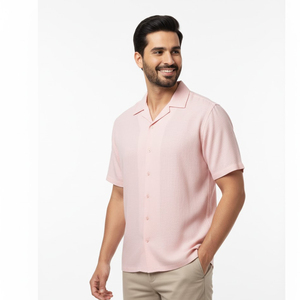 Trending Fashion New Design Cuban Collar <b>Shirts</b> For Men Linen Blended <b>Half</b> Sleeve <b>Shirt</b> Tops Perfect For Casual Fashion Wear - Product Image 2