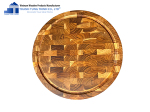 Planche à découper ronde en bois antidérapante pour la cuisine - Product Image 4