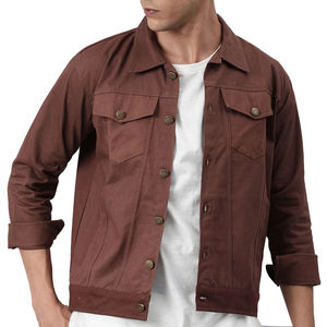 Veste en jean marron décontractée pour homme 2026, manches longues, style urbain, respirante, hiver, fabricant OEM ODM - Product Image 1