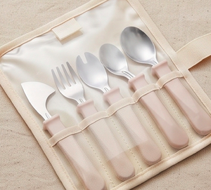 Juego de cubiertos de acero inoxidable con mangos de resina, diseño minimalista, apto para lavavajillas, para camping y uso diario. - Product Image 6