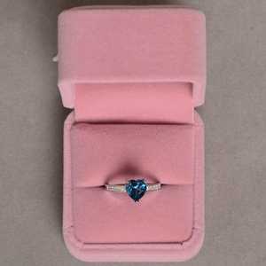 Anillo de topacio azul de Londres con corte de corazón, anillo de plata de ley, anillo de promesa, regalo de joyería para mujer - Product Image 1