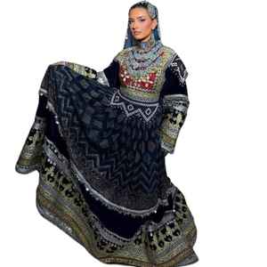 Vêtements traditionnels afghans pour femmes à prix de gros, robes longues afghanes pour femmes avec broderie de pompons et de pièces de monnaie, robes décontractées - Product Image 1