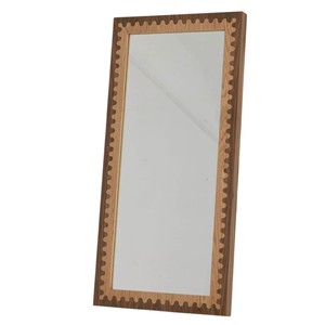 Miroir décoratif de forme organique moderne, miroir mural encadré en bois naturel, miroir ovale en bois pour salon et entrée - Product Image 2