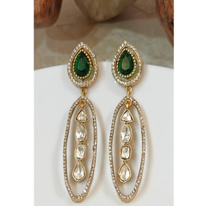 Boucles d'oreilles pendantes en moissanite plaquées or de qualité supérieure, élégantes et glamour, pour femmes et jeunes filles, collection tendance pour les soirées - Product Image 1