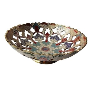 Bol de service en laiton émaillé, sculpté à la main, style unique, pour desserts et fruits, décoration de table, design de créateur - Product Image 5