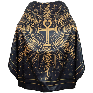 Capa de Barbería Personalizada con Estampado Egipcio Ankh, Impermeable, Unisex, para Corte de Cabello, Nailon/Poliéster, Impresión por Sublimación, 63x55, Dorado - Product Image 3
