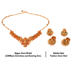 Nagas Semi Bridal Gold Plated Zircon Necklace and Earring Set - Product Image 2