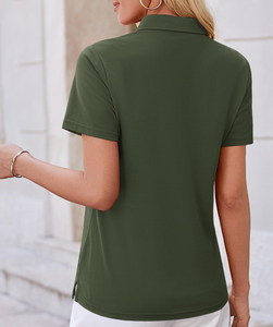 เสื้อผ้าผู้หญิงสั่งทำพิเศษ สวมใส่สบาย ระบายอากาศได้ดี เป็นมิตรกับสิ่งแวดล้อม น้ำหนักเบา แขนสั้น เหมาะสำหรับออกกำลังกาย โยคะ ฟิตเนส คอปก - Product Image 3