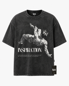 เสื้อยืดโอเวอร์ไซส์สีเทาพิมพ์ลายสำหรับผู้ชาย แบรนด์ Beazer Sports แขนสั้น คอกลม ผ้าฝ้ายลำลอง ลายกราฟิก ล้างสีแบบ Acid Wash - Product Image 1