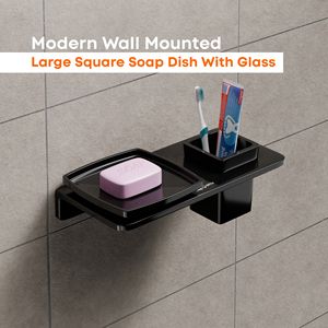 Bathroom Hardware Double Large Square Soap <b>Dish</b> Metal Mounting Bracket Dual <b>Glass</b> Soap Holder for Contemporary Washroom Design - Product Image 2