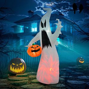 Fantasma Gonfiabile di Halloween da 1,8 m con Zucca e Decorazioni LED per Giardino - Product Image 2