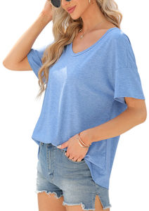 Camisetas Azules de Alta Calidad para Mujer, Estampado Geométrico, Sublimación, Tallas Grandes, Blusas y Camisas Lisas, Ropa de Marca - Product Image 2