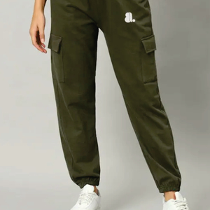 Pantalones Cargo para Mujer, Color Sólido, Lona, Cintura Media, Cintura Elástica, Largos, Casuales, con Bolsillos, Corte Regular - Product Image 4